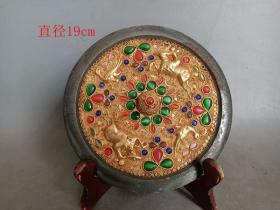 乡下收的唐代掐金丝镶嵌宝石铜铜镜