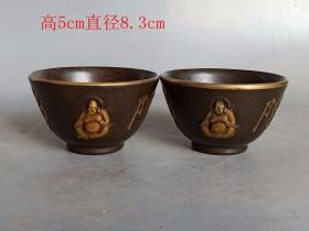 乡下收 的 一对 老铜杯