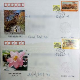 黑龙江省旅游纪念封实寄鸡西邮局一套5枚