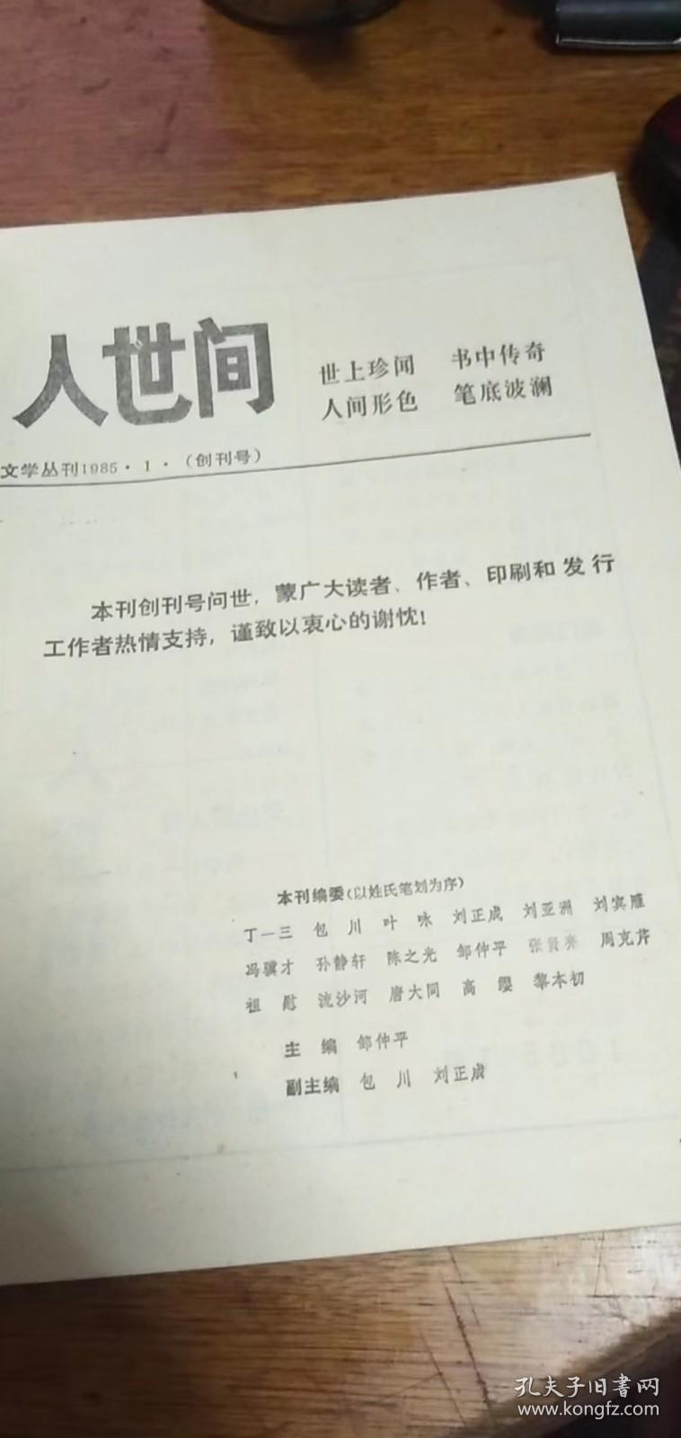 文学丛刊1985·1·（创刊号）《人世间》私藏