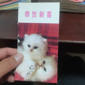 明信片/贺卡 恭贺新禧 两只猫