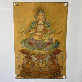 织锦画挂画 苏绣刺绣画金丝金线唐卡 菩萨佛像