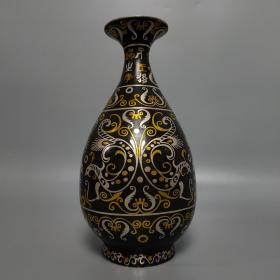 乡下收的汉代清代错金银圆瓶高26宽15厘米