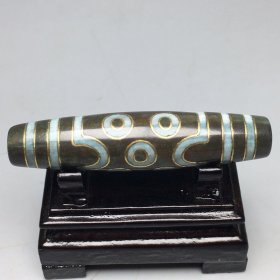 乡下收的清代藏传措丝鎏银七眼钙化风化老天珠