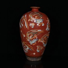 乡下收的宋代建窑五彩飞天梅瓶尺寸28X16.5厘米，，