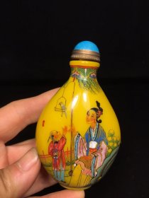 乡下收的清代乾隆年制琉璃手工外画童子鼻烟壶宽53高90厚32