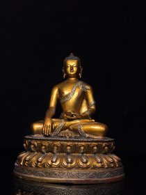 乡下收的明代铜鎏金彩绘释迦牟佛像宽20高28厚13厘米