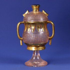 乡下收的汉代琉璃包金杯高14.5长9.5宽7厘米