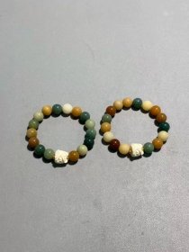 乡下收的清代白玉菩提郭煌卡1.2圆珠带醒狮配饰单圈手串