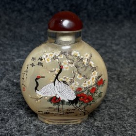 乡下收的清代琉璃内画鼻烟壶长6.2宽3.2高7.8厘米，