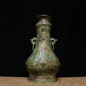 乡下收的汉代青铜铭文双环圆瓶直径15高30厘米