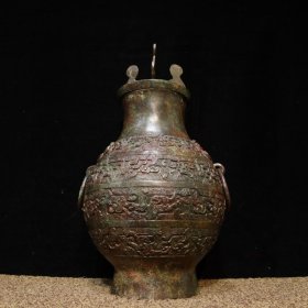 乡下收的汉代青铜铭文双环瓶直径17高32厘米