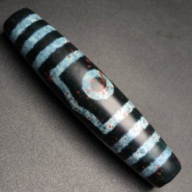 乡下收的清代藏传满朱砂三眼天珠尺寸59X13