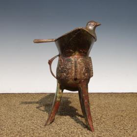 乡下收的汉代青铜燕子杯长16.5宽10高24厘米