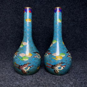 乡下收的清代景泰蓝掐丝珐琅彩花瓶长31宽25高12厘米
