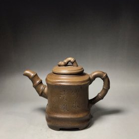 乡下收的一副名人紫砂壶品名四方竹底款时大彬