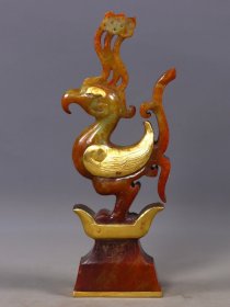 乡下收的汉代和田玉包金三星堆文化太阳神鸟高18.5长7.5宽2.5厘米