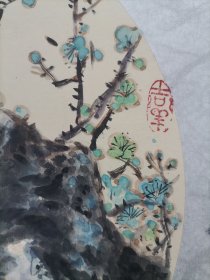 四川成都青羊宫【慈*果】道长 原创原稿 约平尺左右 旧国画花鸟画镜片小品 《春韵》 真迹 画心尺寸参考图片卷尺刻度
