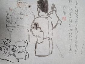 四川著名书画家、姚老师：中国工艺美术学会会员、中国诗词学会会员、中国楹联学会会员、四川省美协山水画艺委会联络部长、四川省政协书画研究院副院长、四川省诗书画院特聘画师、人物画一幅、软件未裱、画心尺寸：69*68厘米