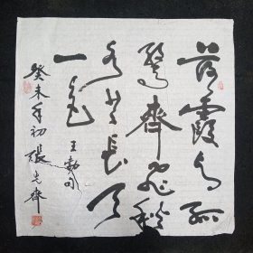 张先齐：四川省文史馆馆员，成都蓉台书画社社长、东方书画社法人代表、理事长，新加坡共和国神州艺术院高级顾问、院士，当代国际华裔书画家海外联谊会顾问，河南中国当代书画艺术研究会副会长，河南东方艺术研究院终身名誉院长，山东济宁市中华民族文化艺术画廊高级书画师，曹州青年书画院名誉院长 .原创原作原稿、旧书法软片、王勃句，画心尺寸：67*67厘米