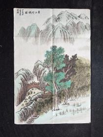 四川著名画家.林顺国.有款无印章.山水画 画心尺寸：69*45厘米