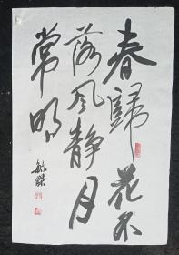 四川著名书画家 何敏傑（何平） 纯手写 原创原稿 旧书法软片《春归花不落，风静月常明》  画心尺寸：68*45厘米