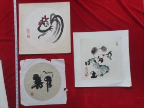 （楚璞）四川著名书法家，青羊宫书画院院长金星*资料*如图， 平尺左右 书法 国画 小品 托片 三张一起出 尺寸参考图片中的卷尺刻度