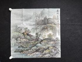 J31-37四川著名书画家.杨泽伦.原创手绘山水画真迹.远眺. 画心尺寸：69*68厘米