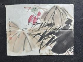 J31-13著名书画家.樊萍.中国美术家协会会员、中国工笔画学会会员，四川大学艺术学院绘画系教授、硕士生导师2000年花鸟画真迹一幅. 画心尺寸：45*35厘米