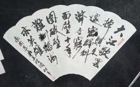 四川著名书画家  何平 扇面字  纯手写   原创原稿  旧书法软片 画心尺寸89*50厘米