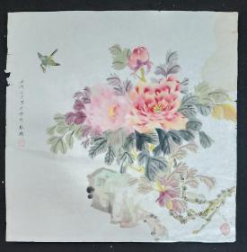 J70-40（保真销售）张麟：  四川著名书画家花鸟画一幅， 软件未裱，画心尺寸69*68厘米【约4.2平尺】