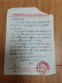 酒文化收藏：1966年中国糖业烟酒公司江苏省淮阴分公司关于瓶酒中转费的信函一张