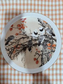 花鸟画观赏盘.【怀旧收藏】【老物件儿】【盘子直径26.2厘米】