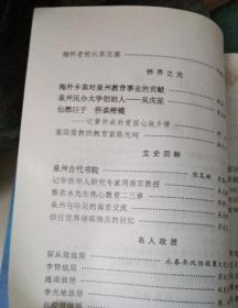 爱国爱教的教育家陈光纯…林介中。泉州古代书院…·陈笃彬苏黎明。记华侨华人研究专家周南京教授…吴远鹏。蔡若水先生热心教育二三事…陈宪光。 泉州与印尼的南音交流…吴远鹏。 担任世界语联络员的回忆…苏定宜。李贽故居…苏定宜。 施琅故居…粘良图。 李光地故居。 孙经世故居…孙怀伟。 吴鲁故居…曾昆洛。 蔡资深故居…杨小川。黄培松故居…李辉良。林路故居…杨小川。叶飞故居…杨小川李辉良。福建泉州 贰拾叁