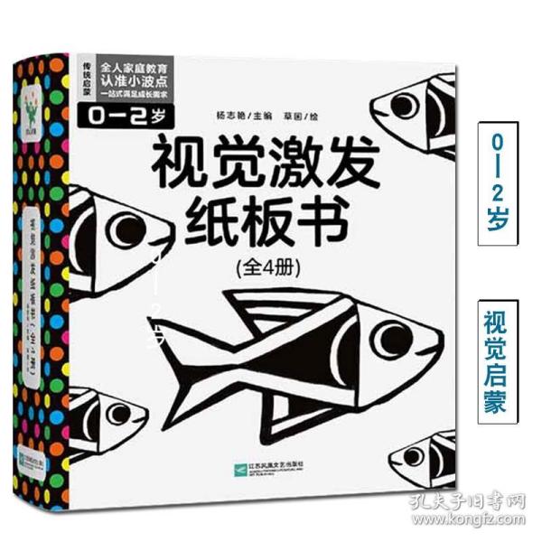 视觉激发纸板书全4册0-2岁宝宝第一本启蒙早教黑白颜色认知卡激发大脑潜能看看黑与白五颜六色彩色找一找传统纹理历史名画民俗元素