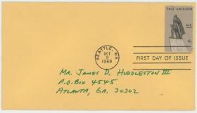 外国 美国 1968年 名人系列 探险家 利夫埃里克雕刻版邮票首日封