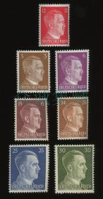德国二战人物邮票7枚不同合售 包含雕刻版的 原胶新票