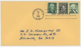 外国 美国 1968年 名人系列 历届总统雕刻版邮票首日封