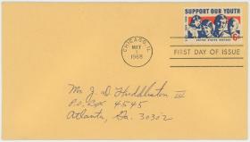 外国 美国1968 青少年儿童 教育成长邮票首日封
