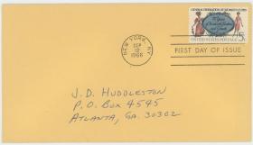 外国 美国 1966年 联邦妇女俱乐部75周年雕刻版邮票首日封