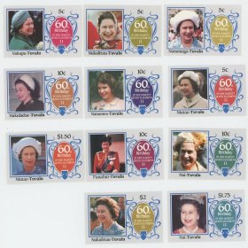 英属国 图瓦卢邮票 英国女王伊丽莎白二世 11枚一组新票
