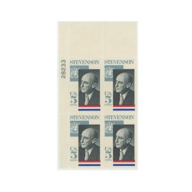 全新外国邮票 美国邮票1965年 联合国大使 史蒂文森 名人 雕刻版四方联