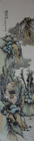 《溪山春晓》.山东省美术家协会张奇作品，尺寸约136x34cm,合影供参考