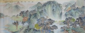 《山水有清音》湖北省美术家协会张万才山水.尺寸约176x70cm，赠送作者彩页.