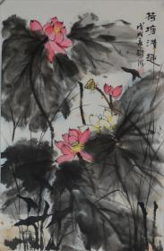 <荷塘清趣>约45*68cm，刘彬胜老师作品.宣纸画芯。店铺区更多作品与您结缘。纯手绘