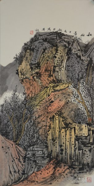 秋山图.山东省美术家协会张奇卡纸作品，尺寸约66x33cm,合影供参考