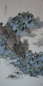 《夏有凉风》山东省美术家协会张奇四尺作品，尺寸约138x69cm,合影供参考