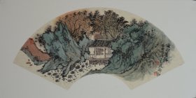 溪山清静.山东省美术家协会张奇卡纸作品，尺寸约66x33cm,带作者精美画册。合影供参考