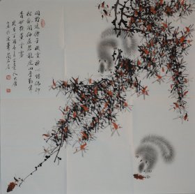 《闲野逸仙子机灵》薛大庸作品.尺寸约68x68cm.赠送画册.赠送电子版合影.