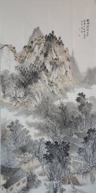 《和风清凉》山东省美术家协会张奇四尺作品，尺寸约138x69cm,合影供参考